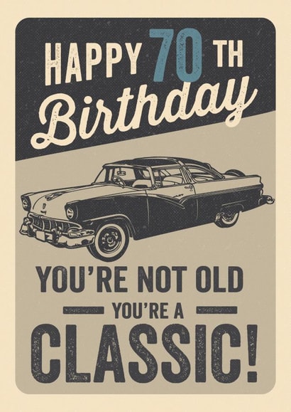 Vintage Classic Car 70th Birthday created by Emoticology Cards