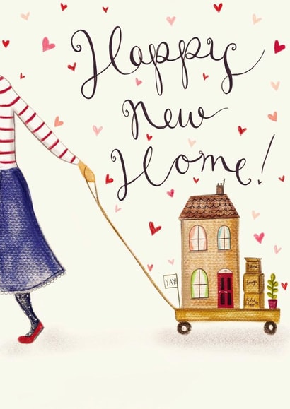 Traditional Toy House New Home Card - Hearts - Happy New Home created by Love Lucy Illustration