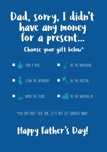 No money but I'll do the chores Father's Day Card created by BEECH & ELM