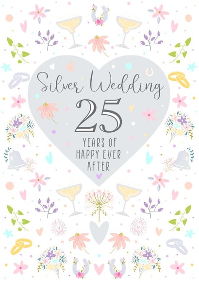 Pretty Silver Anniversary Card - 25 Years - 25 Years Of Happy Ever After created by Little Cat Creates