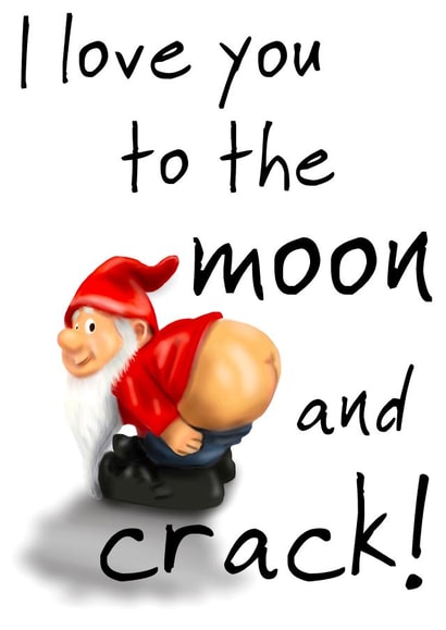 Gnome I love you to the moon and crack created by picsandsquiggles