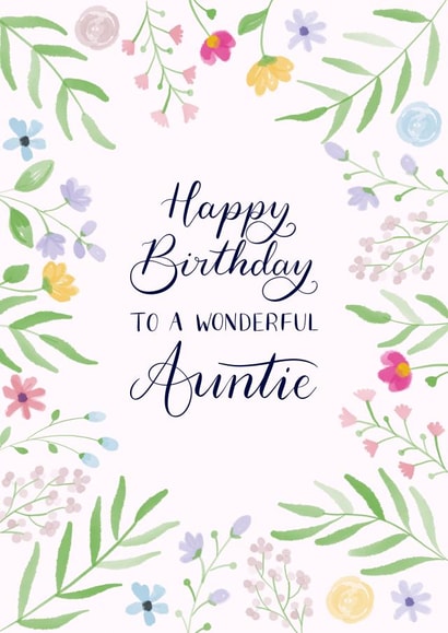 Wonderful Auntie Floral Birthday Card created by Nicki O'Donoghue Studio
