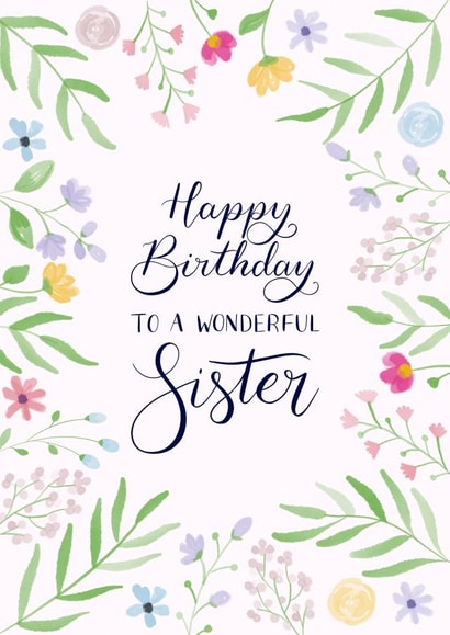 Wonderful Sister Floral Birthday Card created by Nicki O'Donoghue Studio