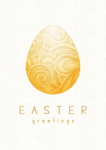 Easter greeting card with golden painted egg created by Pupsiku