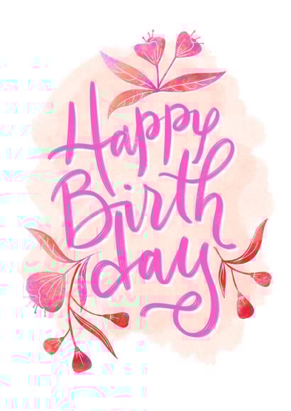 Floral Modern Calligraphy Birthday Card created by V&Me Paperie