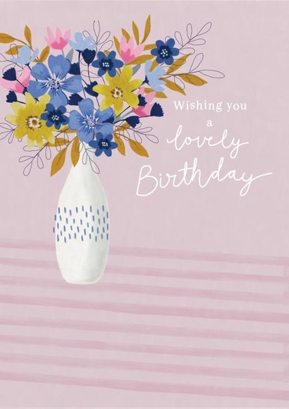 Floral vase Birthday card created by Sarah Hustwaite Illustration