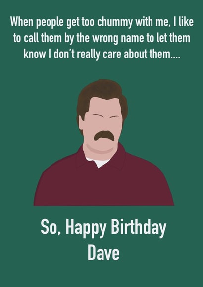 Happy Birthday Ron Swanson card created by StuArt