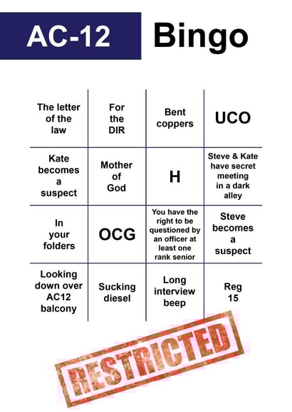 AC12 Bingo Card Line of Duty created by Arr Cards