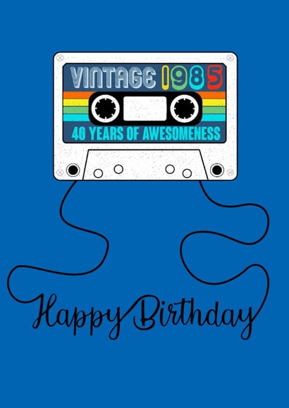 Retro Mixtape 40th Happy Birthday Card 1985 Birthday created by Claire Beetham-Davies