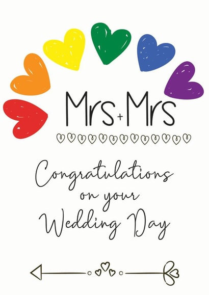 Mrs & Mrs Wedding card - Rainbow Typography card created by Chasing Cards