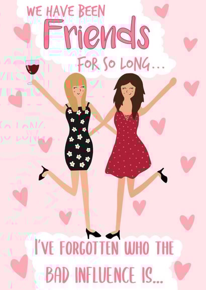 Bad Influence Bestie, Birthday Card created by Sophie Larsson