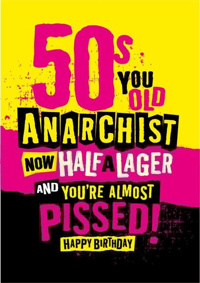 Funny 50th punk birthday card created by The Typecast Gallery