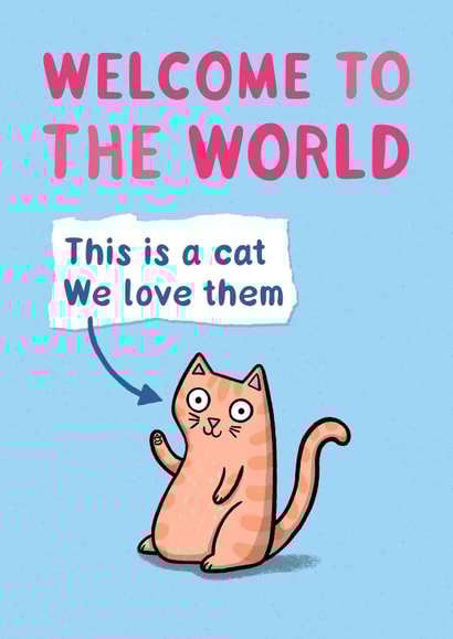 Welcome to the World cat New Baby card created by Drawn to Cats