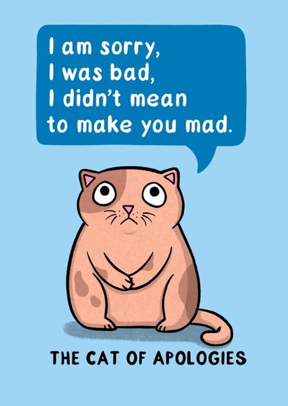 The Cat of Apologies Sorry card created by Drawn to Cats