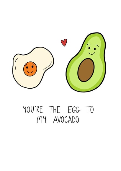 Egg and avocado anniversary card created by CardsbyAliceUK