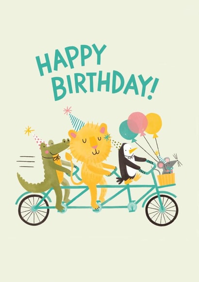Party Cycling Animals, Birthday Card created by Jacqui Lee
