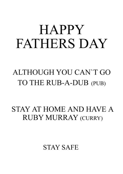 happy fathers day rub a dub pub ruby murray curry created by Gary Regester
