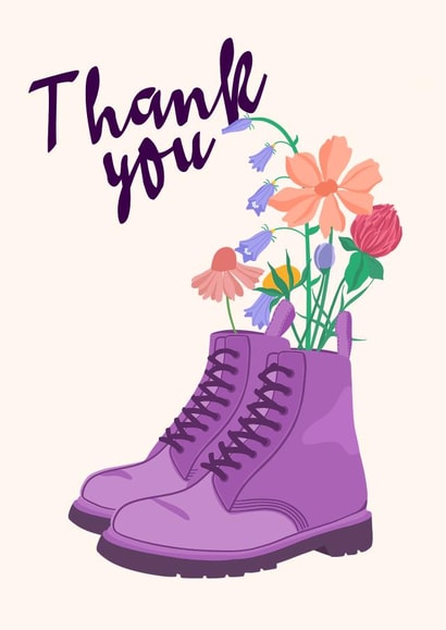 Thank You Card - Boots and Flowers - Pretty created by Lisa Wardle