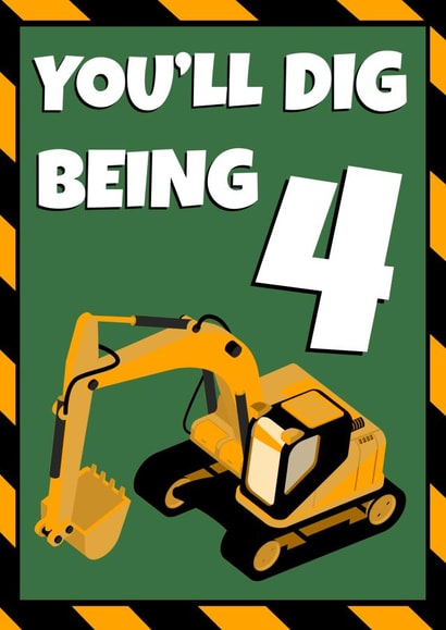 Construction 4th Birthday Card for Digger Loving 4 Year Olds created by Evezee