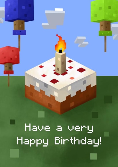 Minecraft style Birthday card created by Evie Garnett Designs