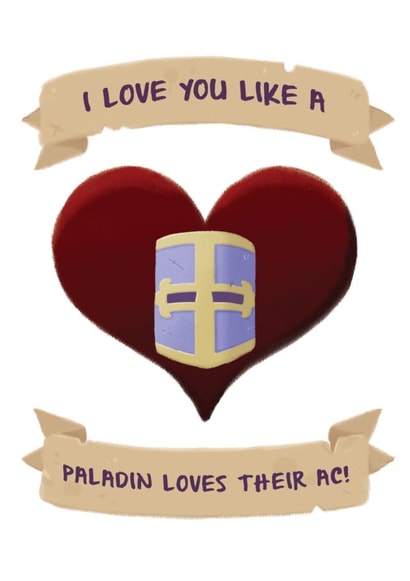 Paladin Dungeons and Dragons Anniversary card created by Roll To Hit Workshop