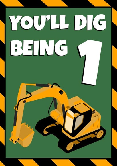 Construction 1st Birthday Card for Digger Loving 1 Year Olds created by Evezee