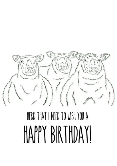 Sheep Herd Birthday Card 1000 created by Freja Norse Illustrations