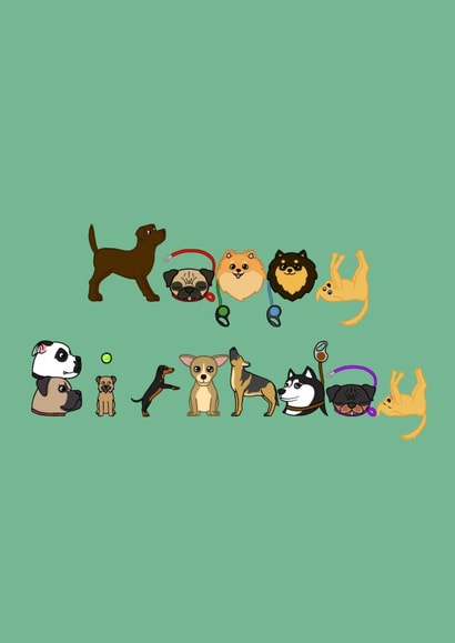 Happy Birthday Dogs card created by @hairheadsart