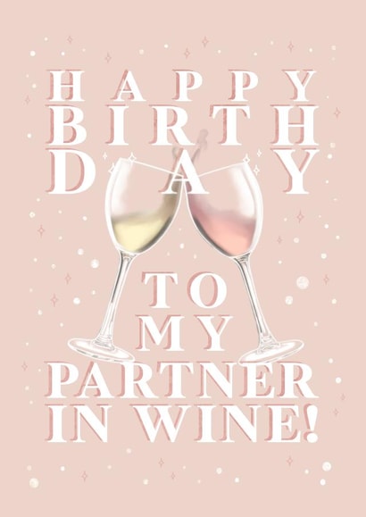 Pink Partner in Wine Birthday Card created by Little Eden Studio