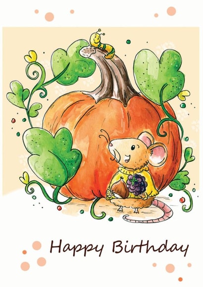 Happy Birthday Autumn Pumpkin Card created by Vicky Kuhn