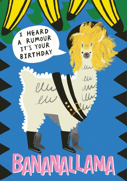 Banana Llama Birthday card created by @AimeeStevens.Design