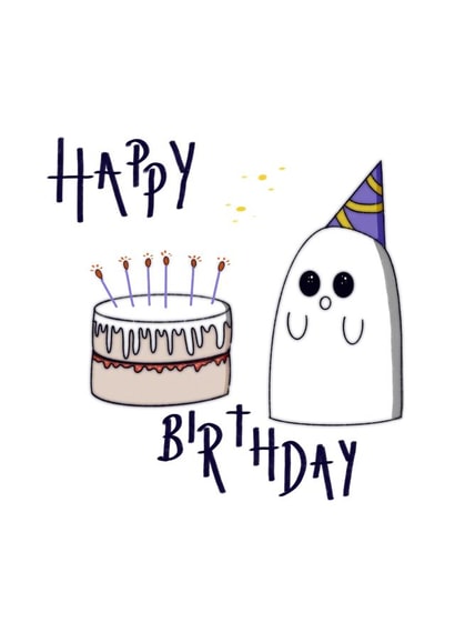 Surprised Ghost Birthday Cake Card created by The Paperbag Artist
