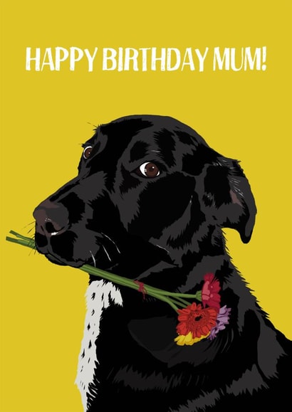 Dog with flowers Birthday Card for Mum | thortful