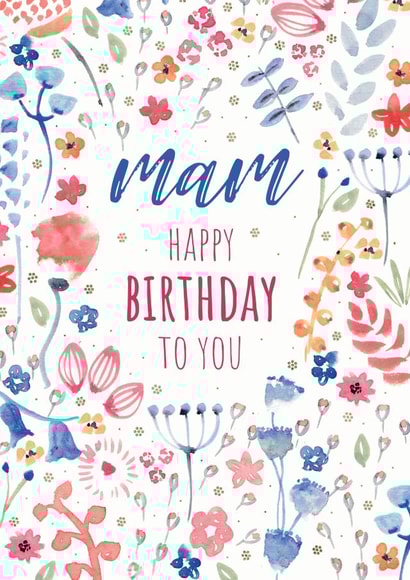 Mam watercolour floral birthday card created by Rebecca Prinn