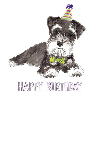 Schnauzer happy birthday card created by Bramble Designs