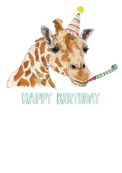 Giraffe happy birthday card 1001 created by Bramble Designs