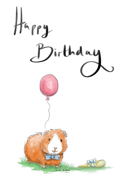 Guinea Pig Balloon Happy Birthday Card created by The Good Guinea
