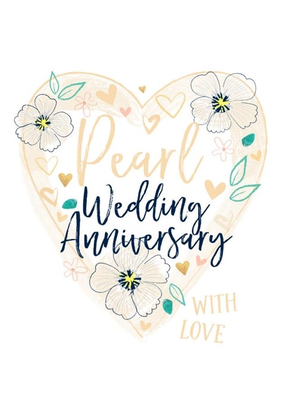Pretty Pearl Wedding Anniversary Card - 30 Years - Pearl Wedding Anniversary With Love created by Katie Phythian Design