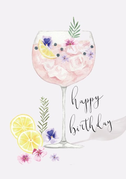 Pretty Birthday Card - Gin Cocktail Glass created by Sage and Hart
