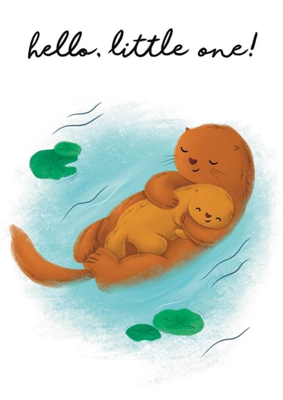 Cute Otter New Born Card created by Sophie Kent Illustration