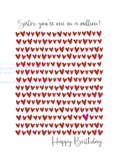 Sister you're one in a million! created by The Boy and the Bear