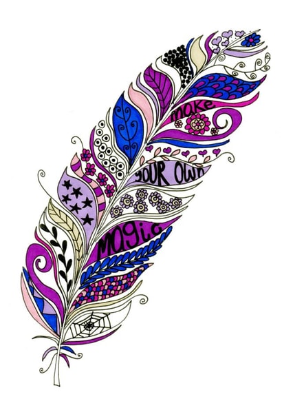 Magical feather birthday card created by Fefe Teale