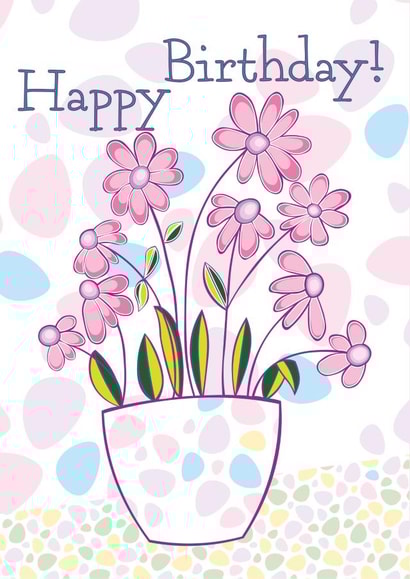 Cute Flowers in a Spotty Pot birthday card created by Susan Marie Williams