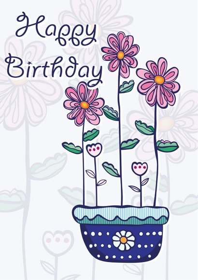 Cute Birthday Card - For Her - Pink Flowers - Daisy created by Susan Marie Williams