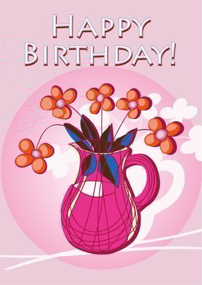 Rose Pink Floral Jug Birthday Card created by Susan Marie Williams