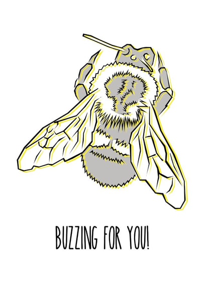 Buzzing For You! Bumble Bee Card created by Freja Norse Illustrations