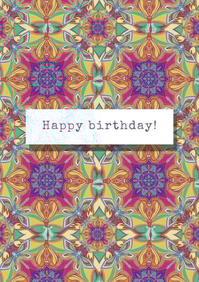 Funky Kaleidoscope Birthday card 1001 created by Emily Kate