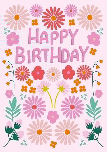 Pink Floral Happy Birthday created by Alice Potter