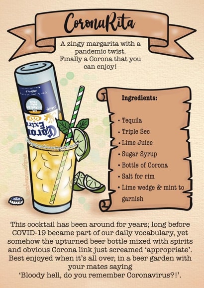 Let’s Celebrate - CoronaRita Pandemic Cocktail Birthday Card 1000 created by Katy Does Nothing 