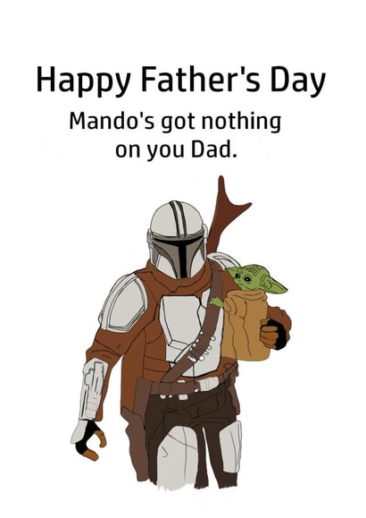 Mandalorian Father's day card. created by A Good Day to Doodle